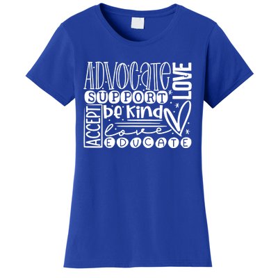 Advocate Love Support Accept Be Kind Autism Awareness Funny Gift Women's T-Shirt