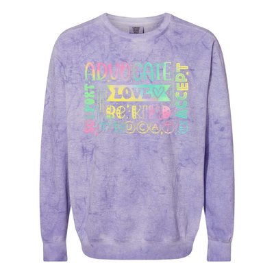 Advocate Love Support Accept Be Kind Autism Awareness Cool Gift Colorblast Crewneck Sweatshirt