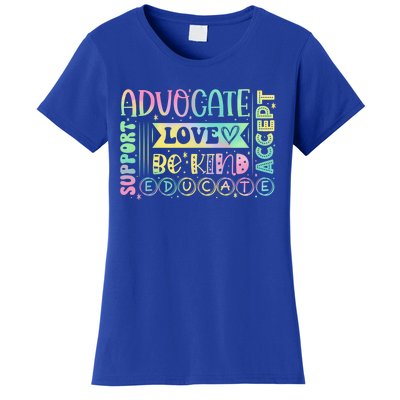 Advocate Love Support Accept Be Kind Autism Awareness Cool Gift Women's T-Shirt