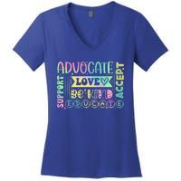 Advocate Love Support Accept Be Kind Autism Awareness Cool Gift Women's V-Neck T-Shirt