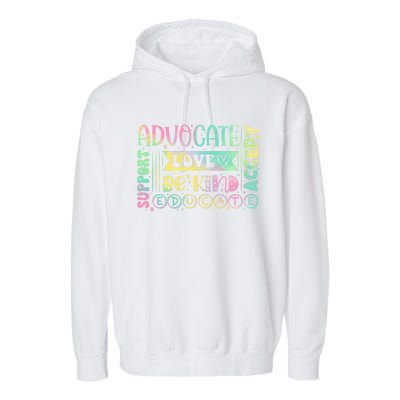 Advocate Love Support Accept Be Kind Autism Awareness Cool Gift Garment-Dyed Fleece Hoodie