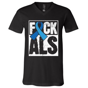 Amyotrophic Lateral Sclerosis ALS Awareness Disease Disorder V-Neck T-Shirt