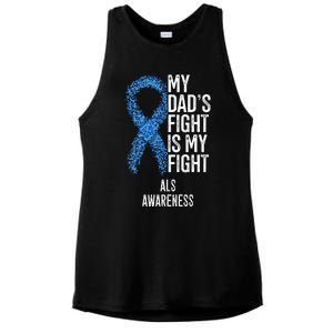 Amyotrophic Lateral Sclerosis My Dad's Fight Is My Fight ALS Ladies PosiCharge Tri-Blend Wicking Tank