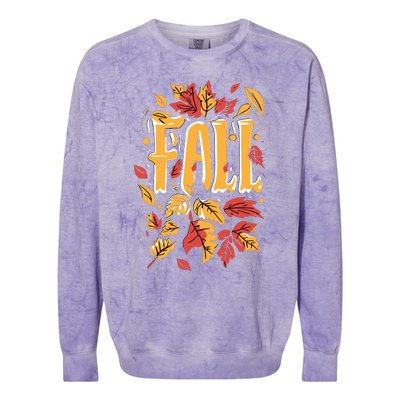 Autumn Leaves Seasonal Graphic Colorblast Crewneck Sweatshirt