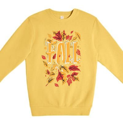 Autumn Leaves Seasonal Graphic Premium Crewneck Sweatshirt