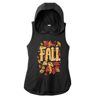 Autumn Leaves Seasonal Graphic Ladies PosiCharge Tri-Blend Wicking Draft Hoodie Tank