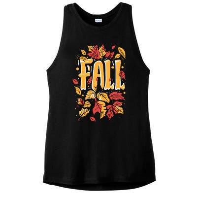 Autumn Leaves Seasonal Graphic Ladies PosiCharge Tri-Blend Wicking Tank