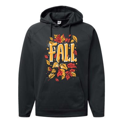 Autumn Leaves Seasonal Graphic Performance Fleece Hoodie