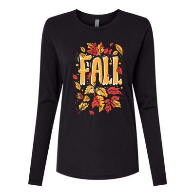 Autumn Leaves Seasonal Graphic Womens Cotton Relaxed Long Sleeve T-Shirt