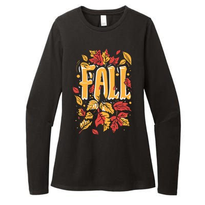 Autumn Leaves Seasonal Graphic Womens CVC Long Sleeve Shirt