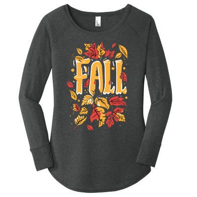 Autumn Leaves Seasonal Graphic Women's Perfect Tri Tunic Long Sleeve Shirt