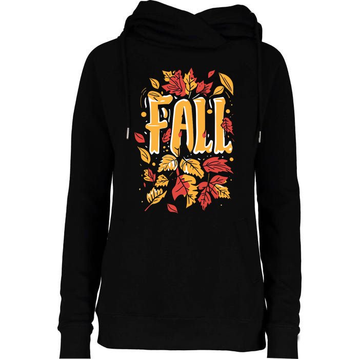 Autumn Leaves Seasonal Graphic Womens Funnel Neck Pullover Hood