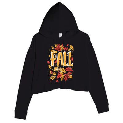 Autumn Leaves Seasonal Graphic Crop Fleece Hoodie