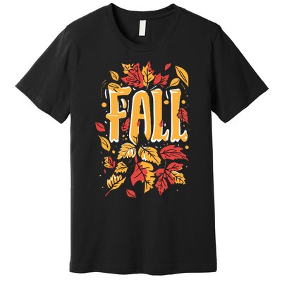 Autumn Leaves Seasonal Graphic Premium T-Shirt