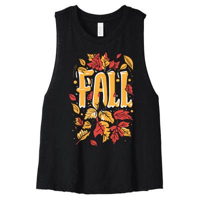 Autumn Leaves Seasonal Graphic Women's Racerback Cropped Tank