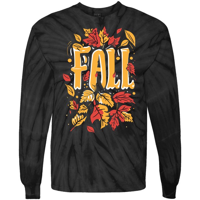 Autumn Leaves Seasonal Graphic Tie-Dye Long Sleeve Shirt