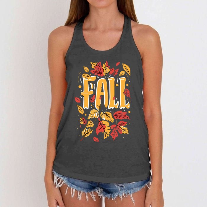 Autumn Leaves Seasonal Graphic Women's Knotted Racerback Tank