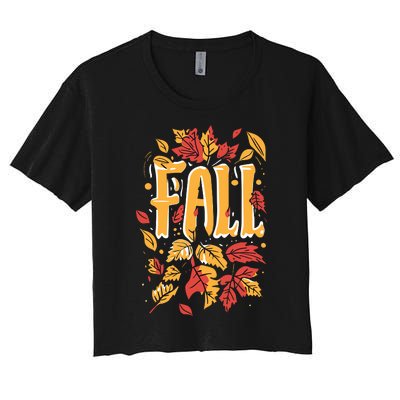 Autumn Leaves Seasonal Graphic Women's Crop Top Tee