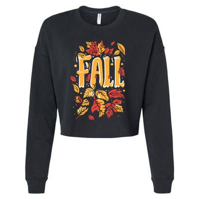 Autumn Leaves Seasonal Graphic Cropped Pullover Crew