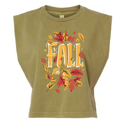 Autumn Leaves Seasonal Graphic Garment-Dyed Women's Muscle Tee