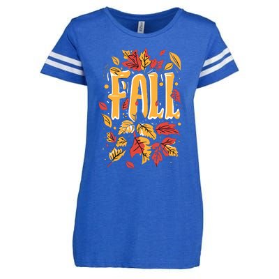 Autumn Leaves Seasonal Graphic Enza Ladies Jersey Football T-Shirt