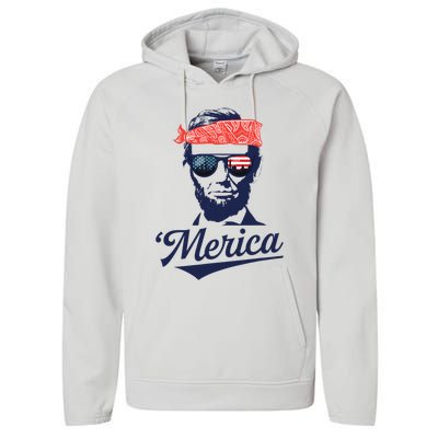 Abraham Lincoln Sunglasses Bandana Merica Performance Fleece Hoodie