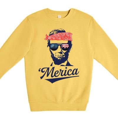 Abraham Lincoln Sunglasses Bandana Merica Premium Crewneck Sweatshirt