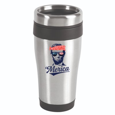 Abraham Lincoln Sunglasses Bandana Merica 16oz Travel Tumbler