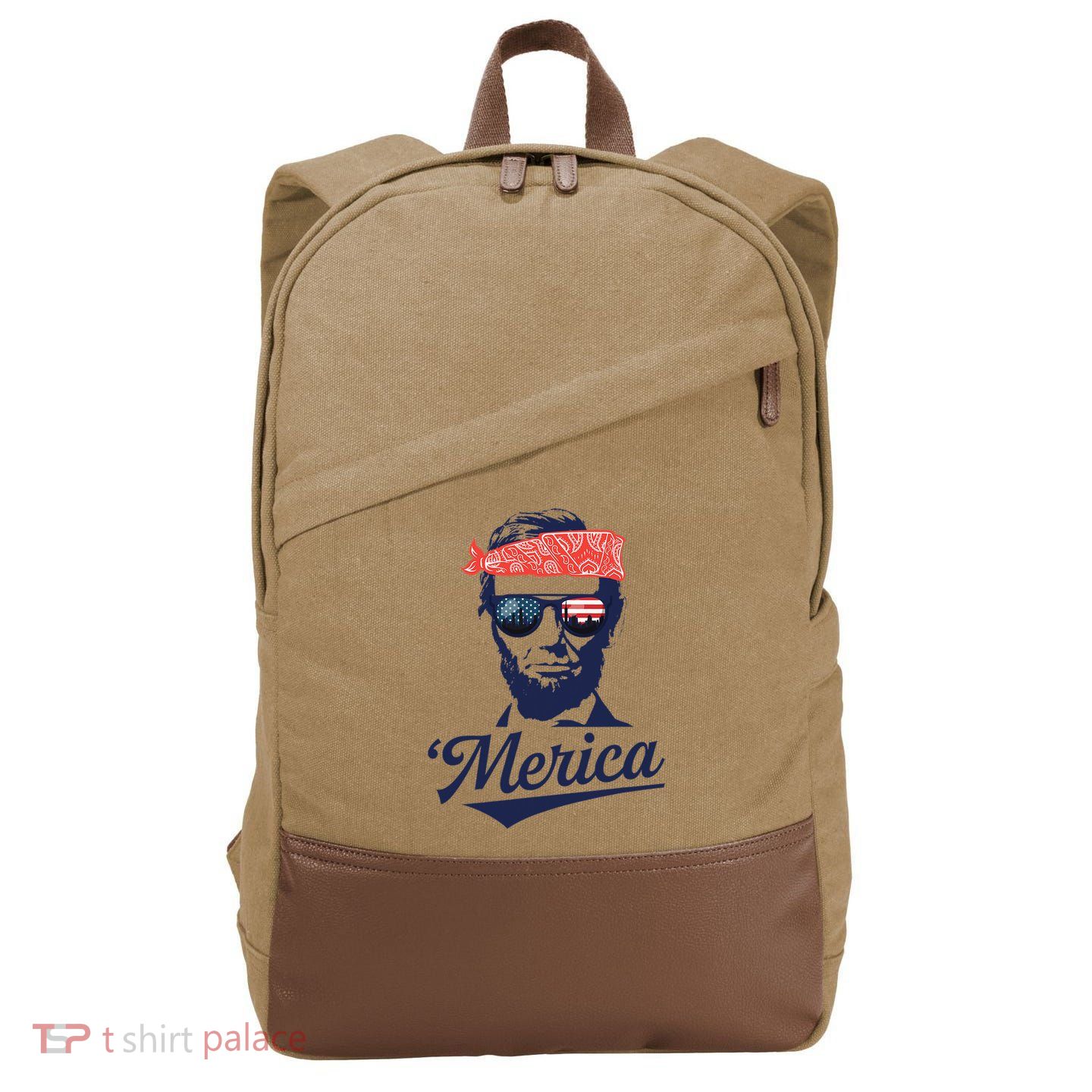Abraham Lincoln Sunglasses Bandana Merica Cotton Canvas Backpack