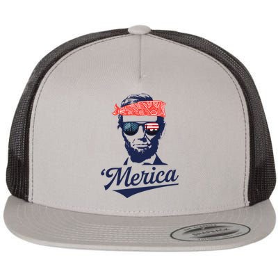 Abraham Lincoln Sunglasses Bandana Merica Flat Bill Trucker Hat