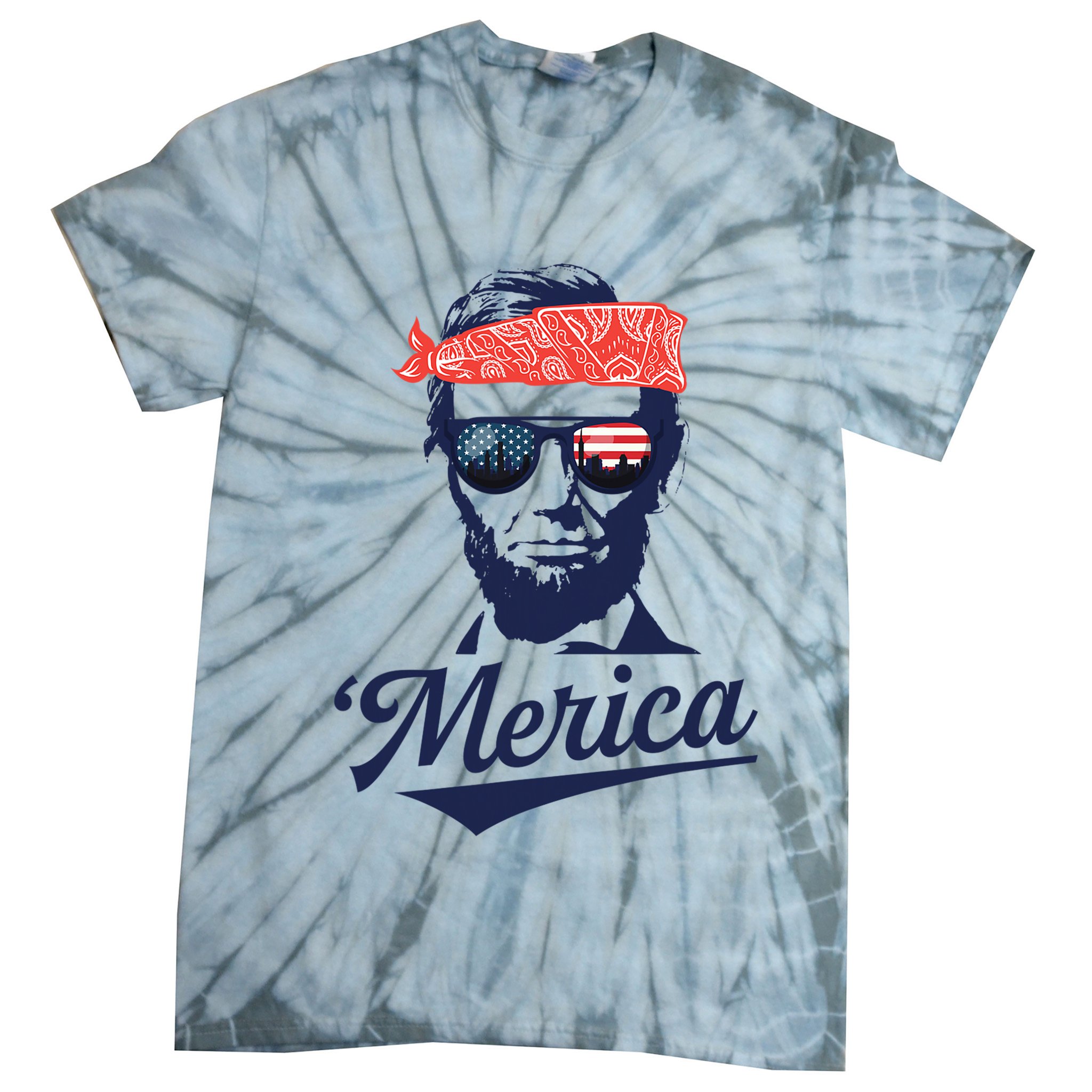 Abraham Lincoln Sunglasses Bandana Merica Tie-Dye T-Shirt