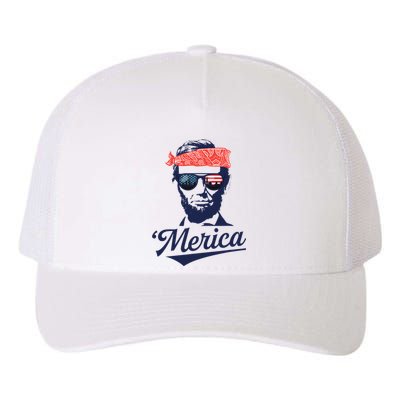 Abraham Lincoln Sunglasses Bandana Merica Yupoong Adult 5-Panel Trucker Hat