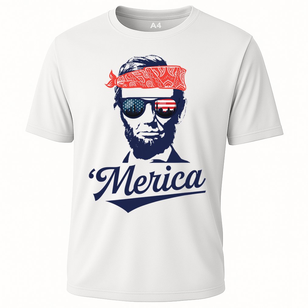 Abraham Lincoln Sunglasses Bandana Merica Cooling Performance Crew T-Shirt