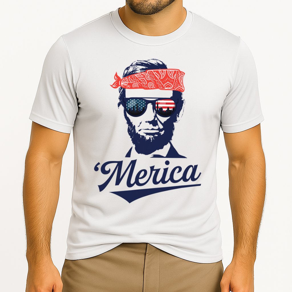 Abraham Lincoln Sunglasses Bandana Merica Cooling Performance Crew T-Shirt