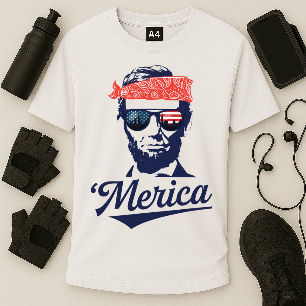 Abraham Lincoln Sunglasses Bandana Merica Cooling Performance Crew T-Shirt