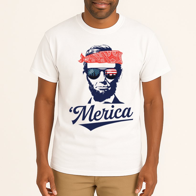 Abraham Lincoln Sunglasses Bandana Merica Tall T-Shirt