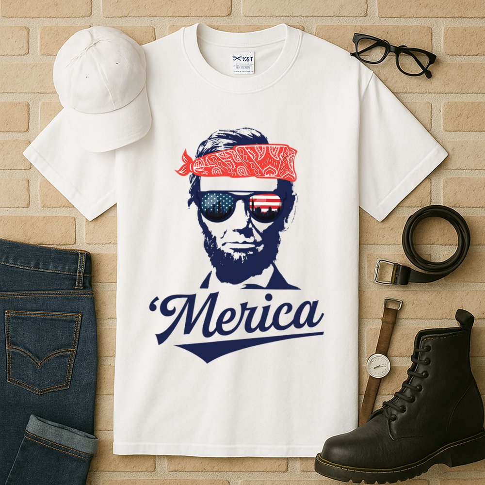 Abraham Lincoln Sunglasses Bandana Merica Tall T-Shirt