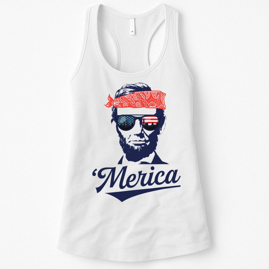 Abraham Lincoln Sunglasses Bandana Merica Womens Tank Top