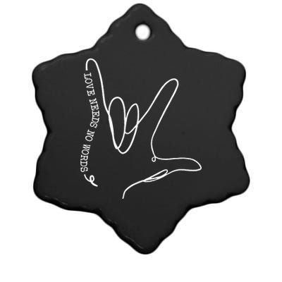 ASL Love Sign Language Autism Gift Awareness Support Ceramic Star Ornament