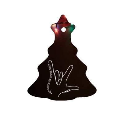 ASL Love Sign Language Autism Gift Awareness Support Ceramic Tree Ornament