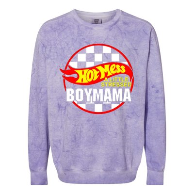 A Little Stressed Boy Mama Colorblast Crewneck Sweatshirt