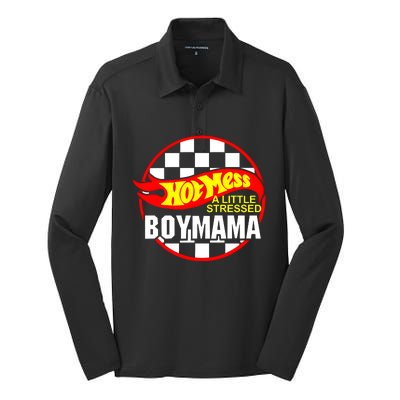 A Little Stressed Boy Mama Silk Touch Performance Long Sleeve Polo