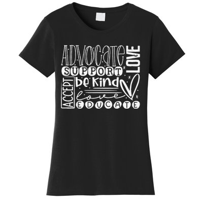 Advocate Love Support Accept Be Kind Autism Awareness Women Women's T-Shirt