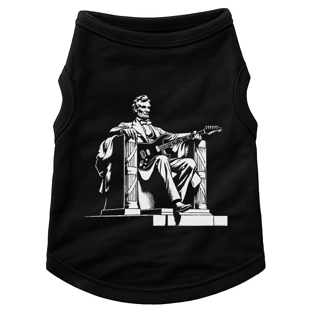 Abraham Lincoln Statue Playing Electric Guitar Funny Doggie Tank