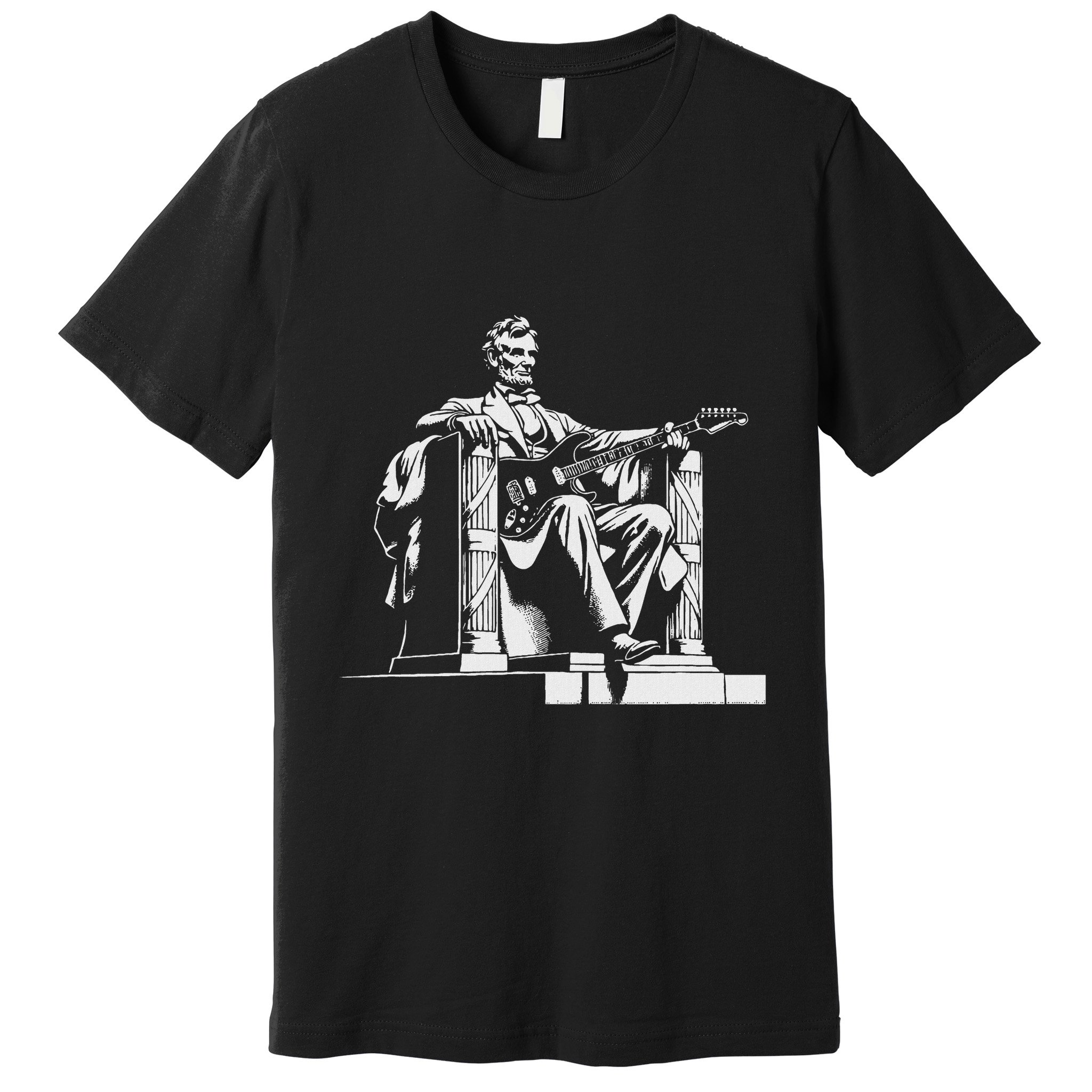 Abraham Lincoln Statue Playing Electric Guitar Funny Premium T-Shirt
