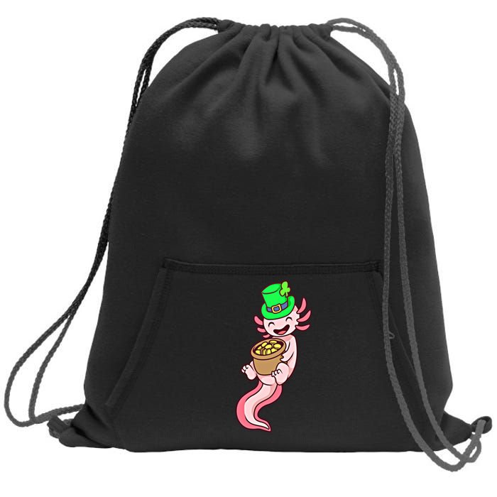 Axolotl Leprechaun St Patricks Axolotl Gift Sweatshirt Cinch Pack Bag