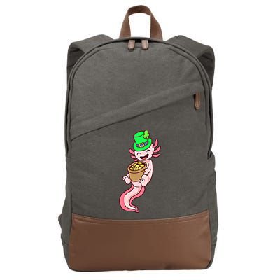 Axolotl Leprechaun St Patricks Axolotl Gift Cotton Canvas Backpack