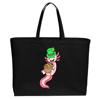 Axolotl Leprechaun St Patricks Axolotl Gift Cotton Canvas Jumbo Tote