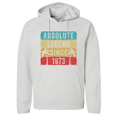 Absolute Legend Since 1973 Retro Birthday Celebration Funny Gift Performance Fleece Hoodie