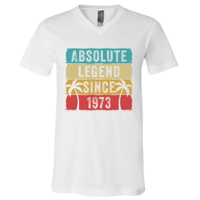 Absolute Legend Since 1973 Retro Birthday Celebration Funny Gift V-Neck T-Shirt